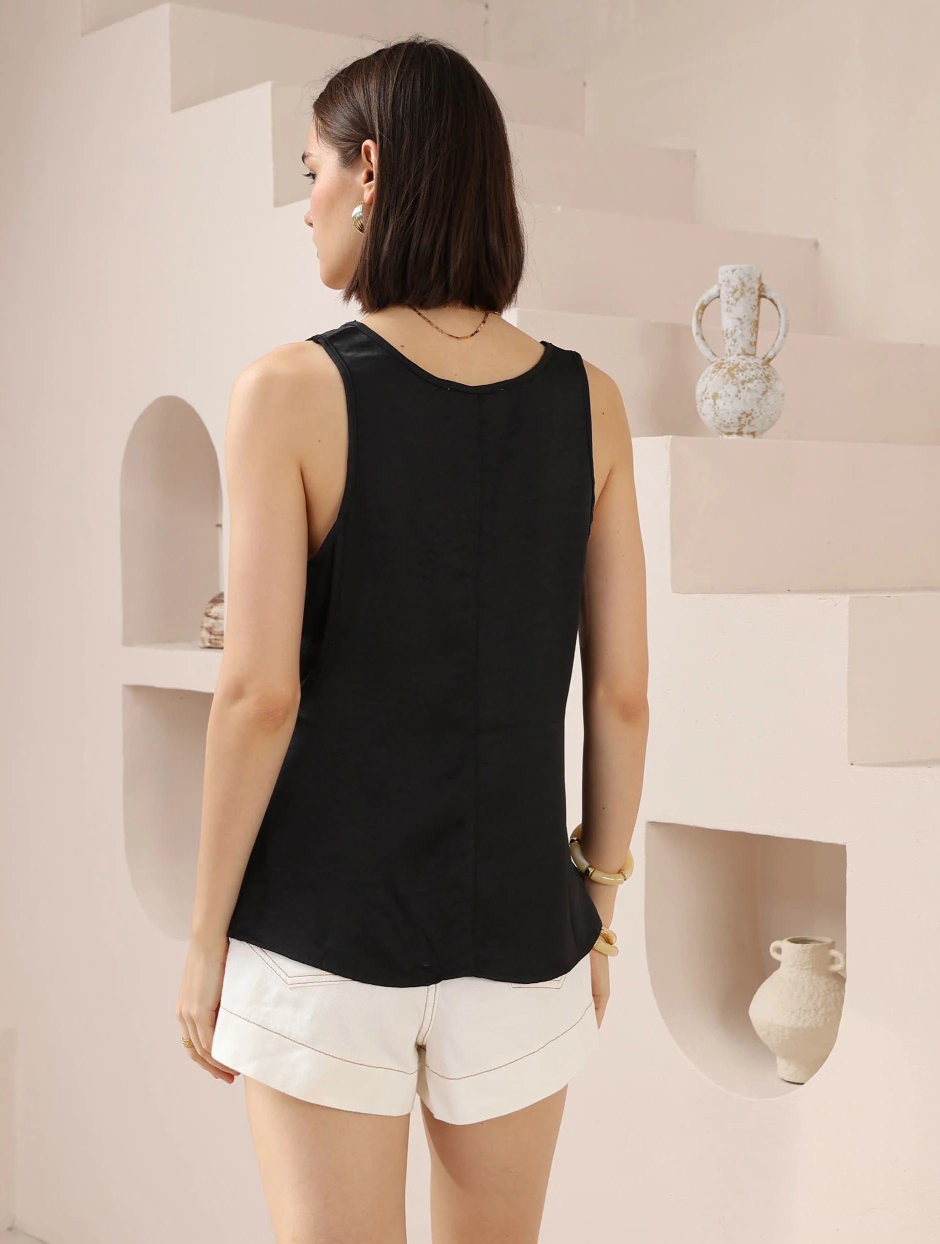 Iris Maxi Abbi Soft V Neck Cami - Black - Image 3