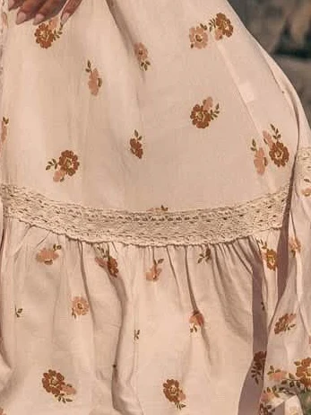 Jaase Eve Midi Dress with Lace V-Neck Buttons Half Sleeve - Vintage Sol - Image 4