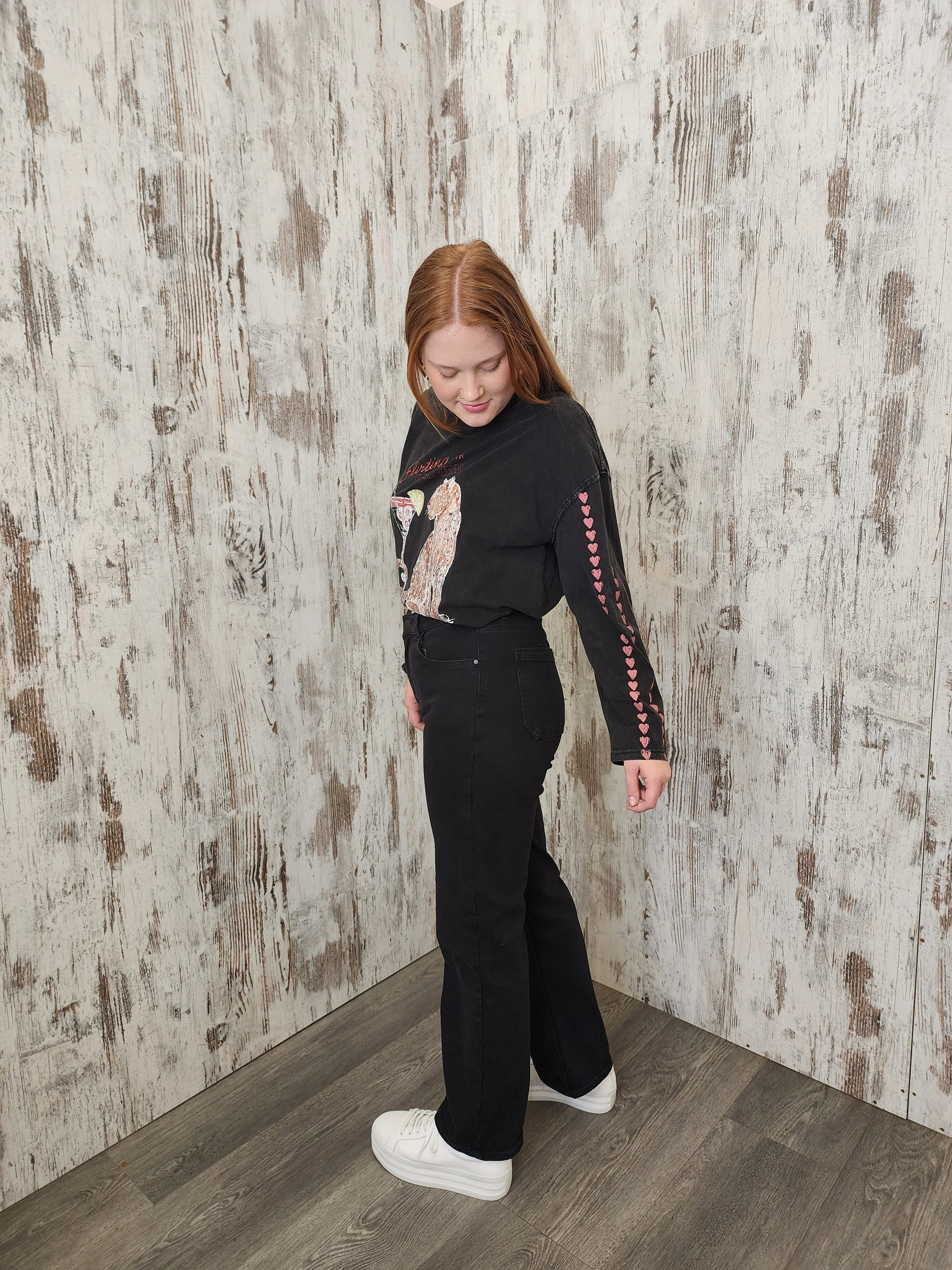 Country Denim Izzy Stretch High Rise Straight Leg Denim Jeans - Black - Image 4