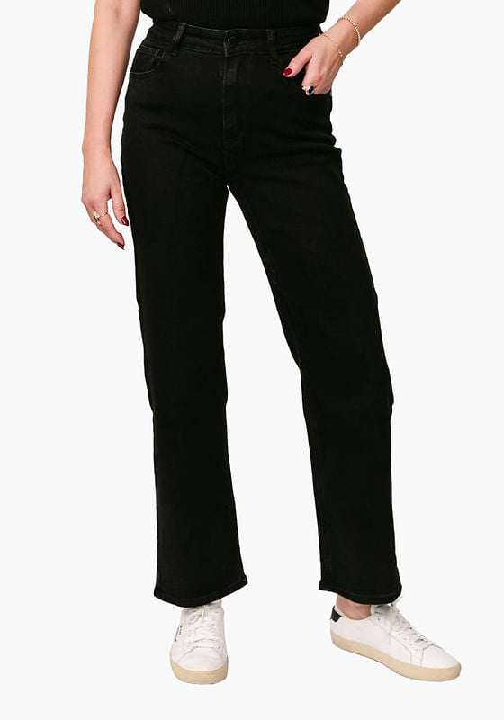 Country Denim Izzy Stretch High Rise Straight Leg Denim Jeans - Black - Image 9