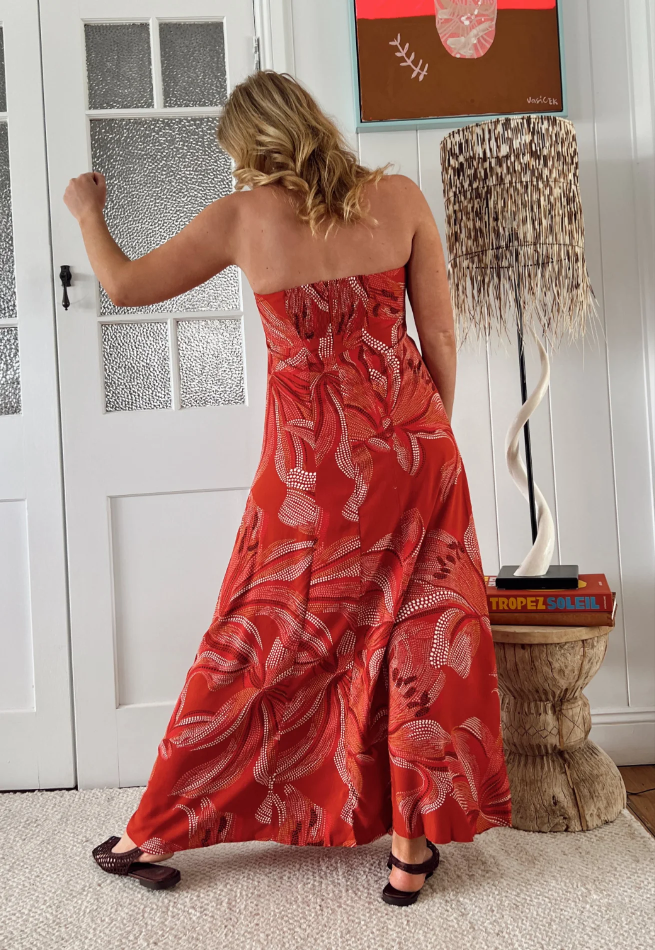 Jaase Kingsley Maxi Dress with Strapless Bodice A-line - Hibiscus - Image 11