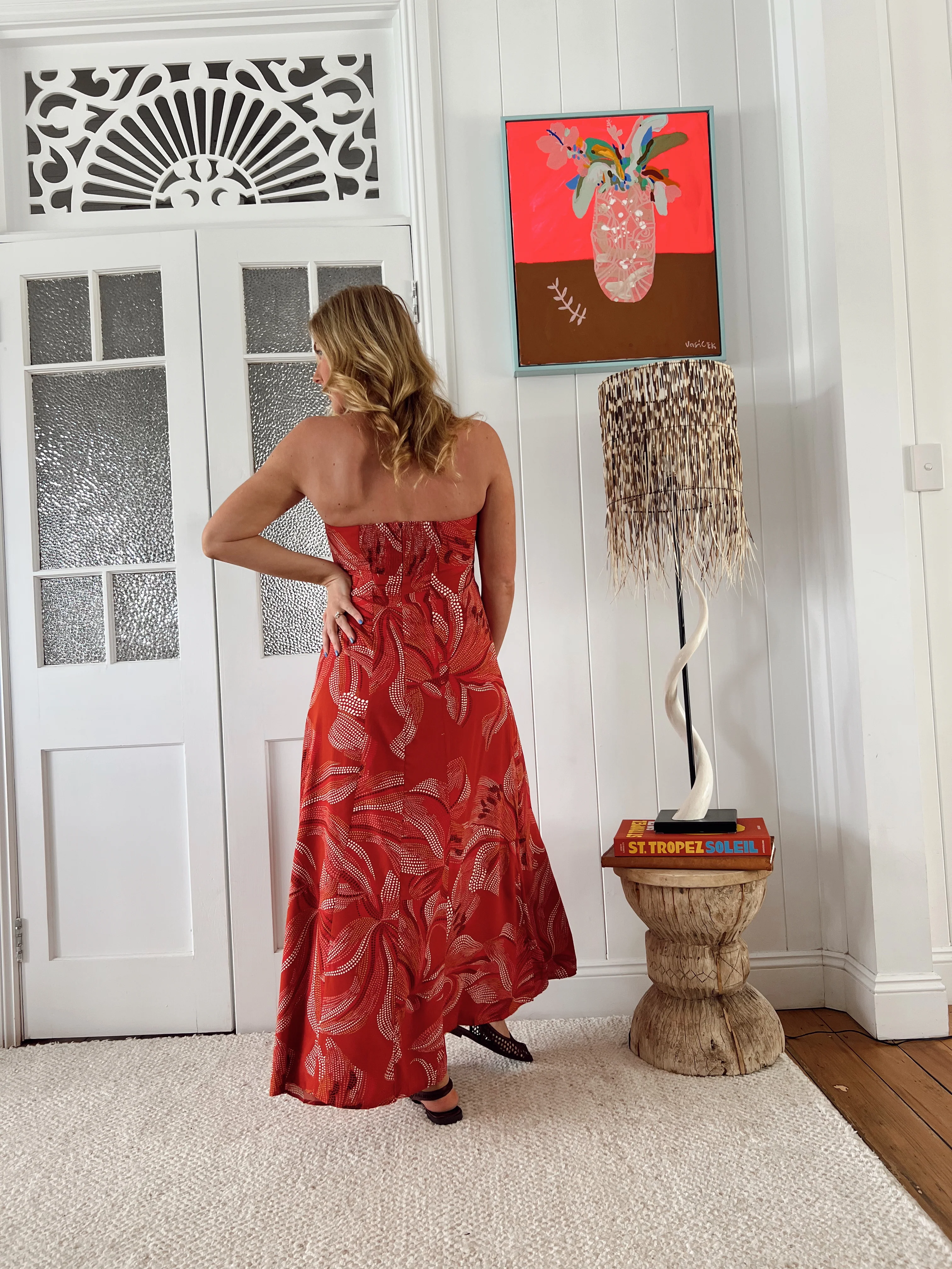 Jaase Kingsley Maxi Dress with Strapless Bodice A-line - Hibiscus - Image 16