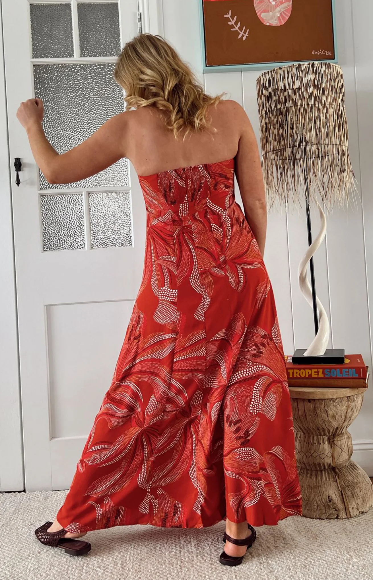 Jaase Kingsley Maxi Dress with Strapless Bodice A-line - Hibiscus - Image 4