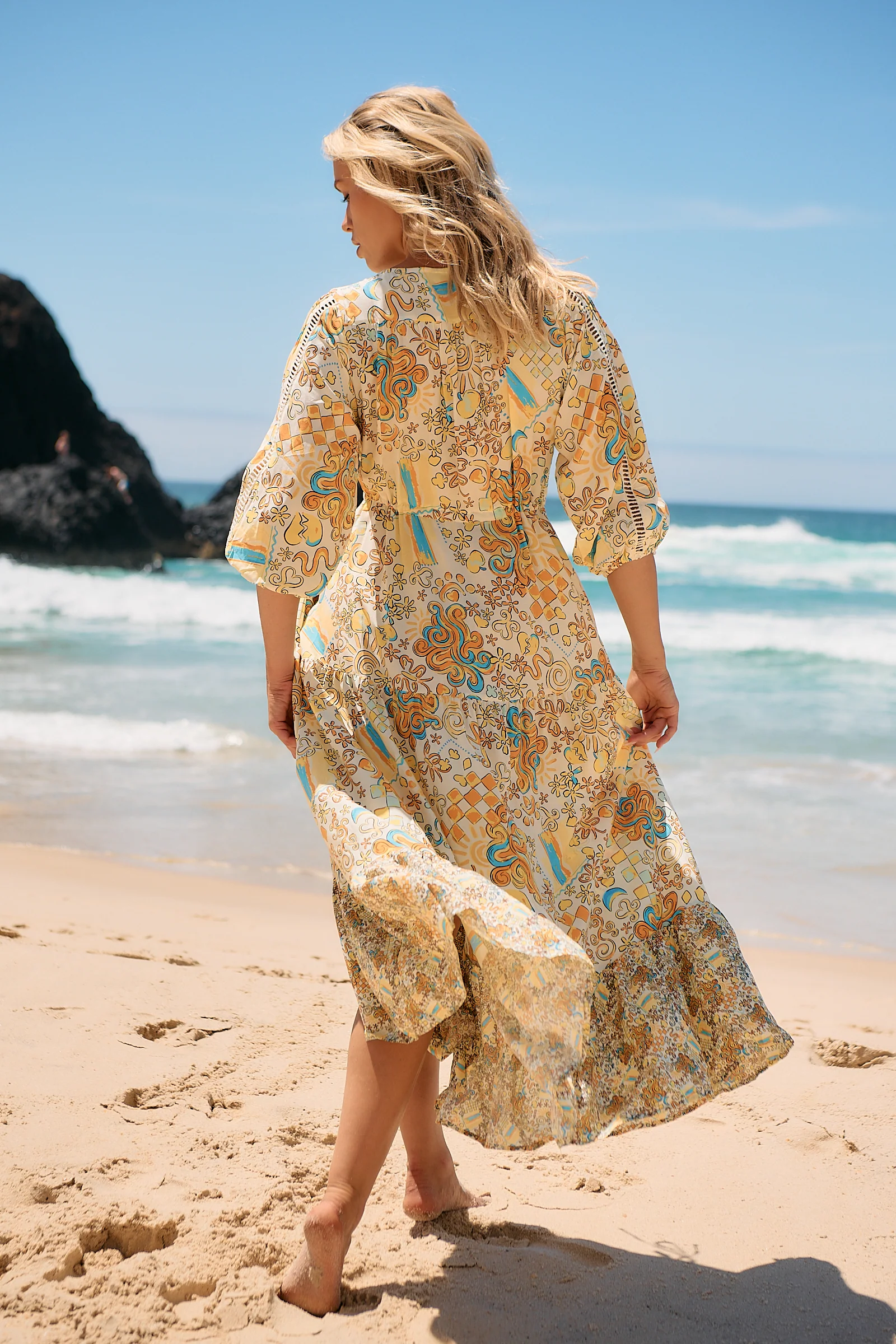 Jaase Ebony Maxi Dress with Half Sleeve V Neck Crochet Pockets - Sonnie - Image 18