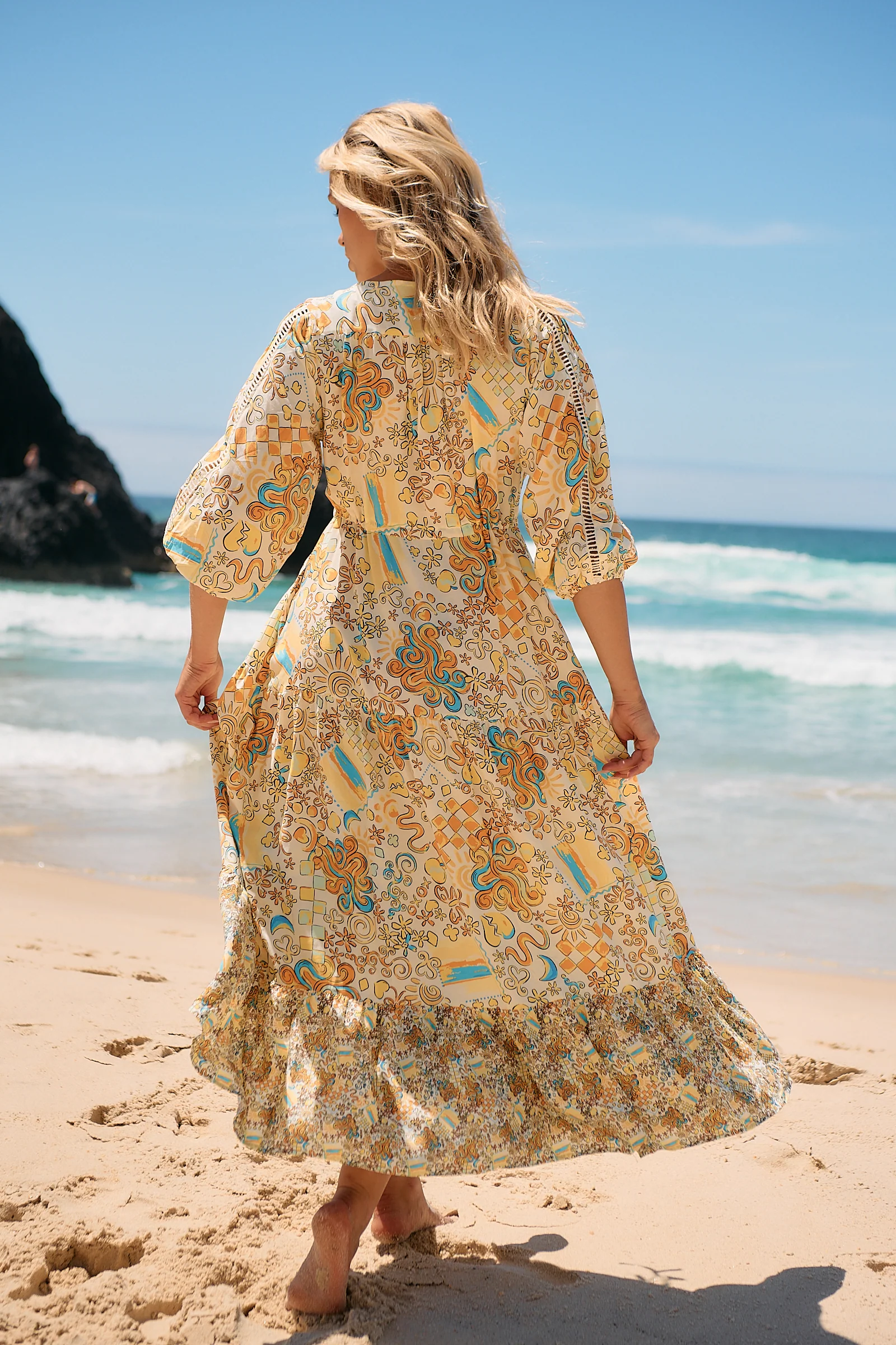 Jaase Ebony Maxi Dress with Half Sleeve V Neck Crochet Pockets - Sonnie - Image 20