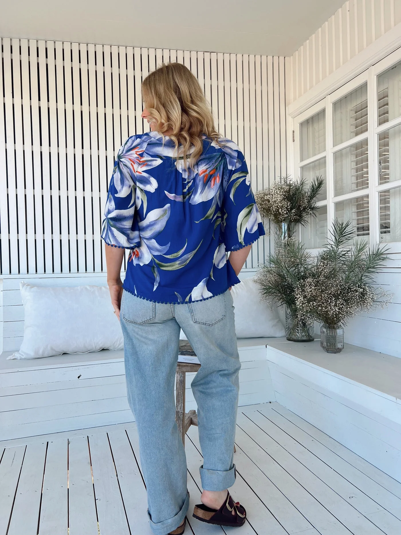 Jaase Gabriella Blouse Top with V Neck Lantern Sleeve - Asteria - Image 4