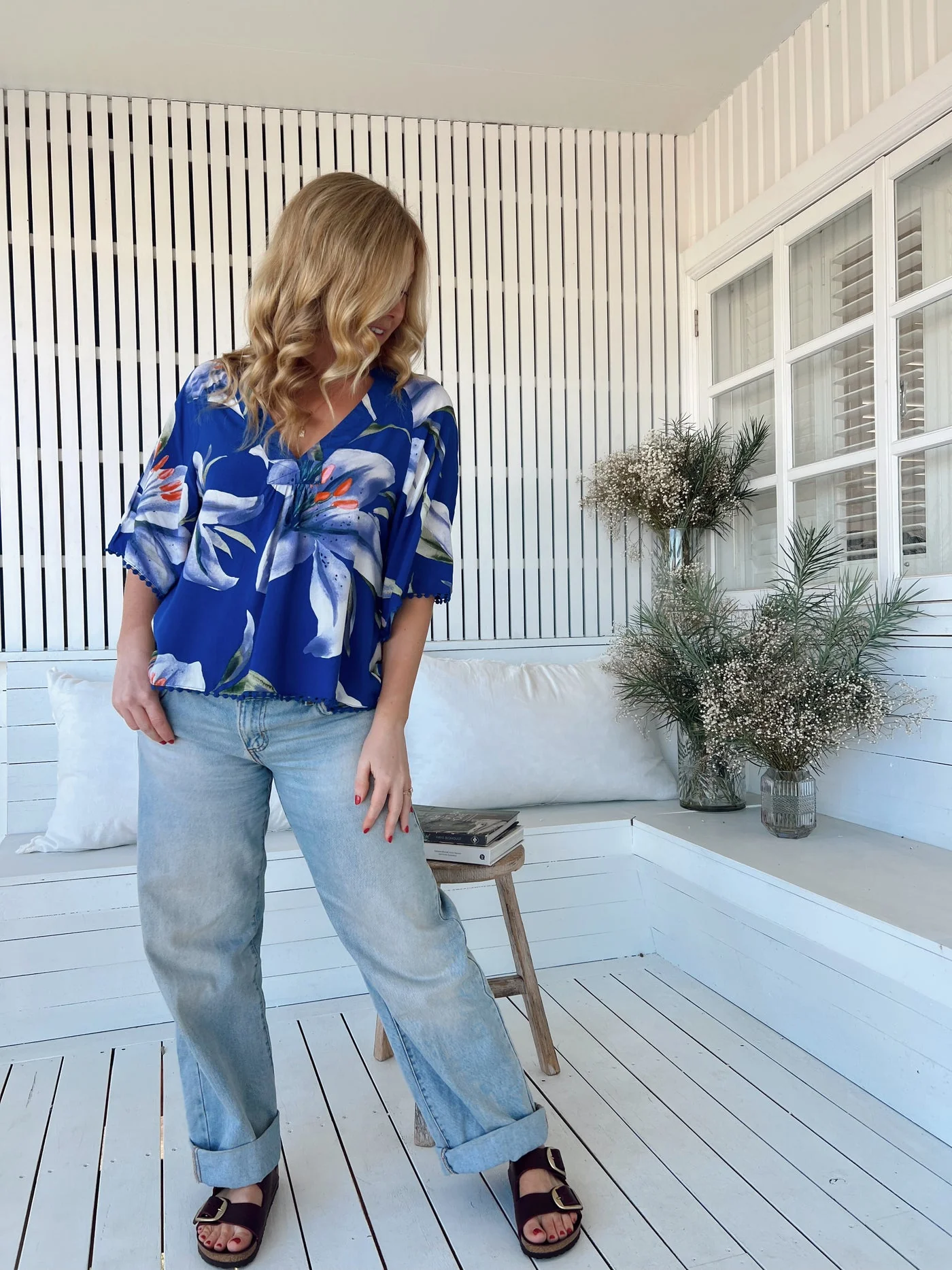 Jaase Gabriella Blouse Top with V Neck Lantern Sleeve - Asteria - Image 6