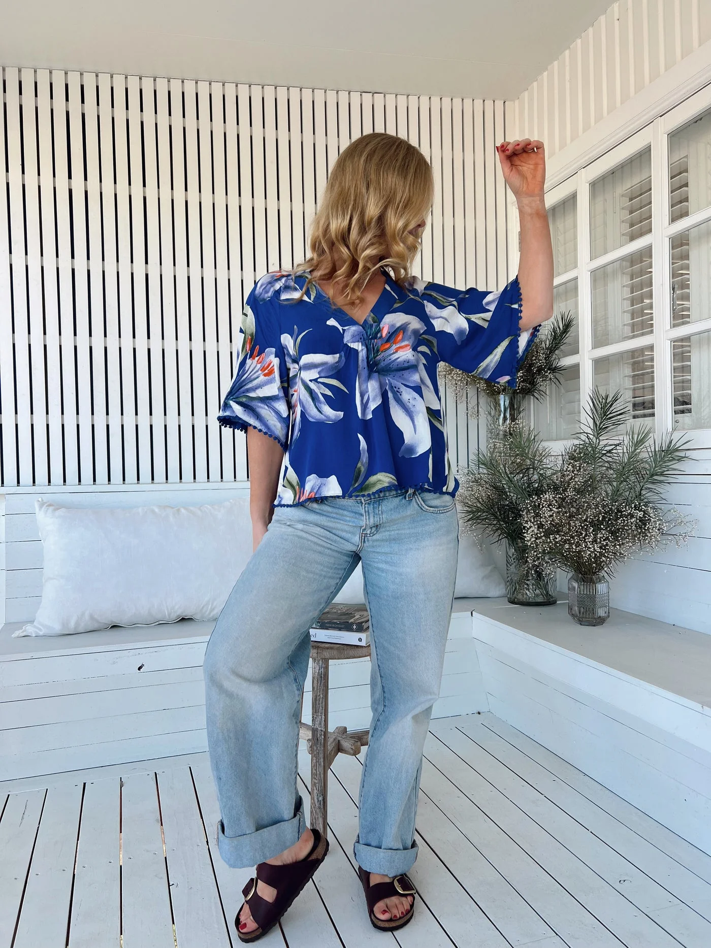 Jaase Gabriella Blouse Top with V Neck Lantern Sleeve - Asteria - Image 7