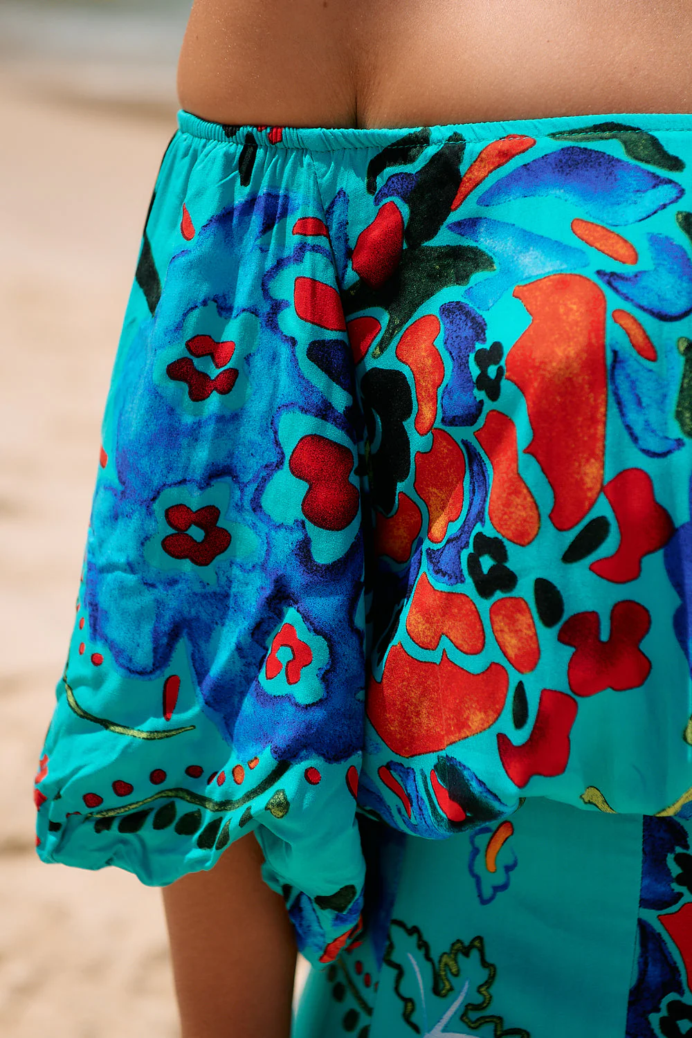 Jaase Hallie Maxi Dress with Off Shoulder A-Line Skirt Puff Sleeve - Isla Mare - Image 5