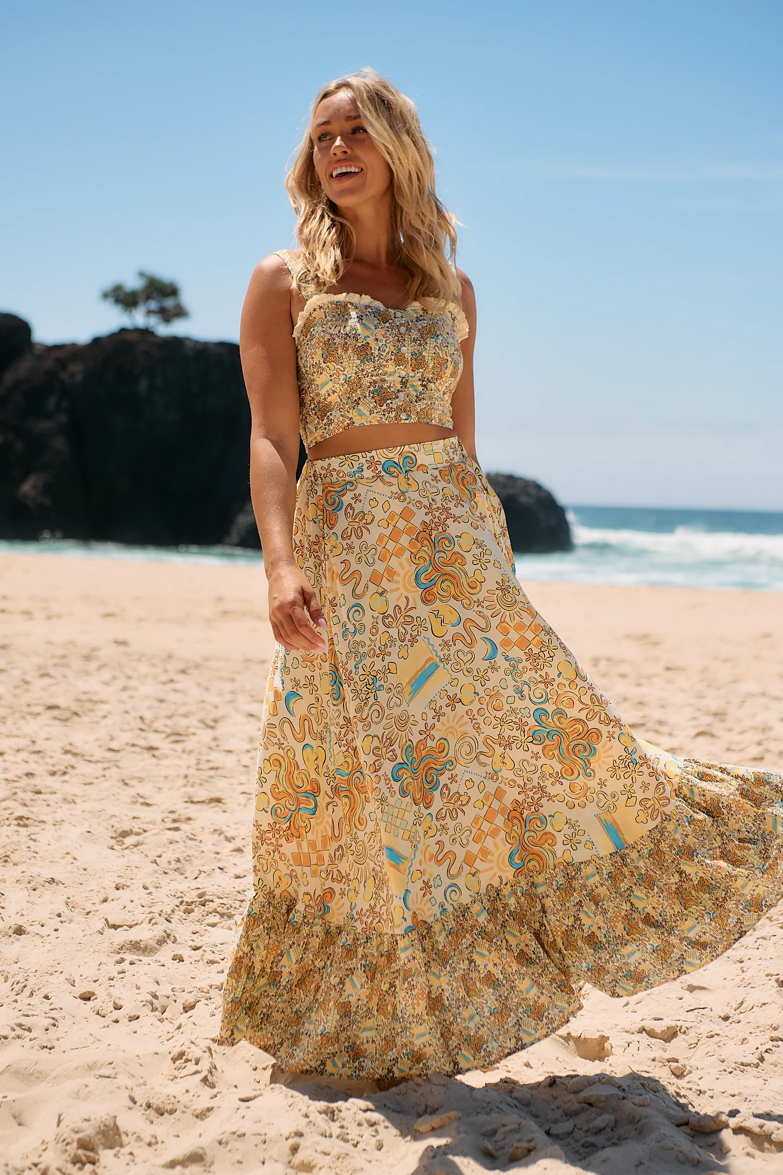 Jaase Holiday Maxi Skirt with Pockets Elastic Back Frill Hem - Sonnie - Image 12