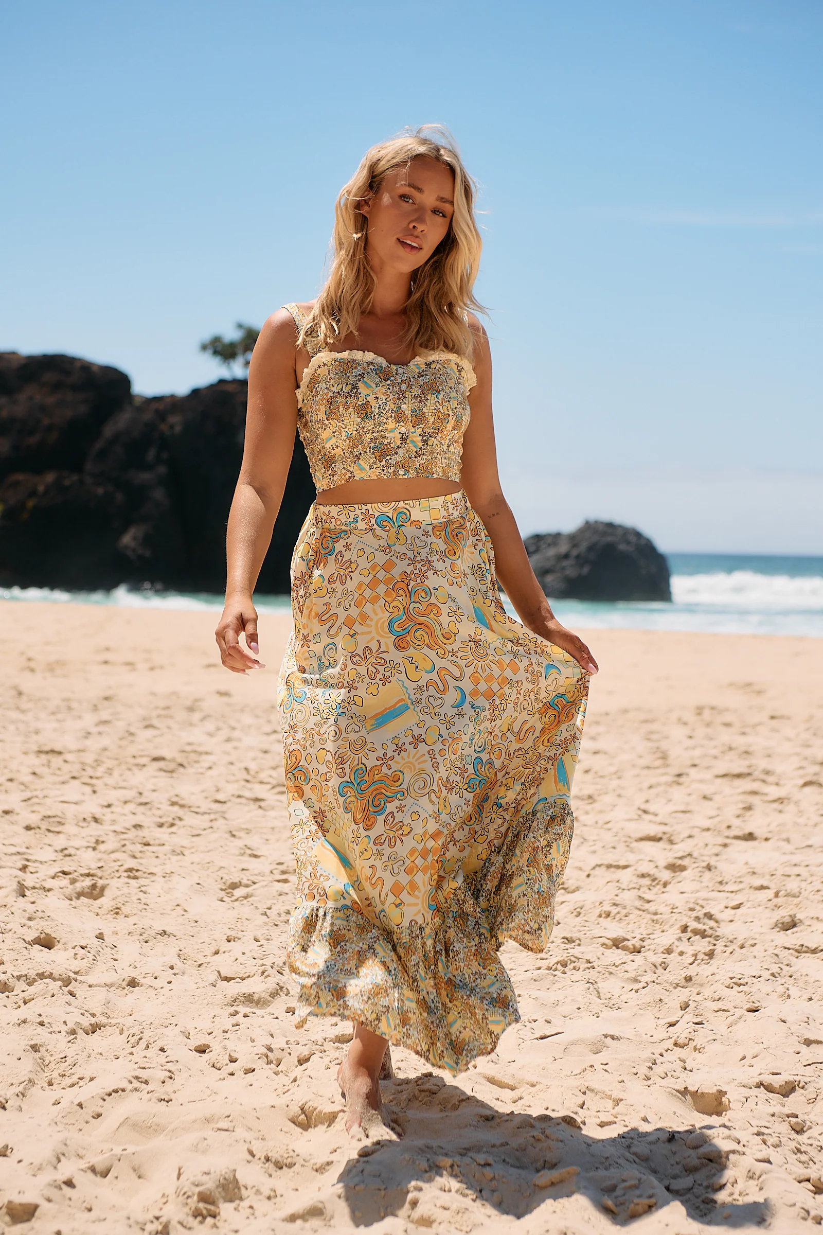 Jaase Holiday Maxi Skirt with Pockets Elastic Back Frill Hem - Sonnie - Image 13