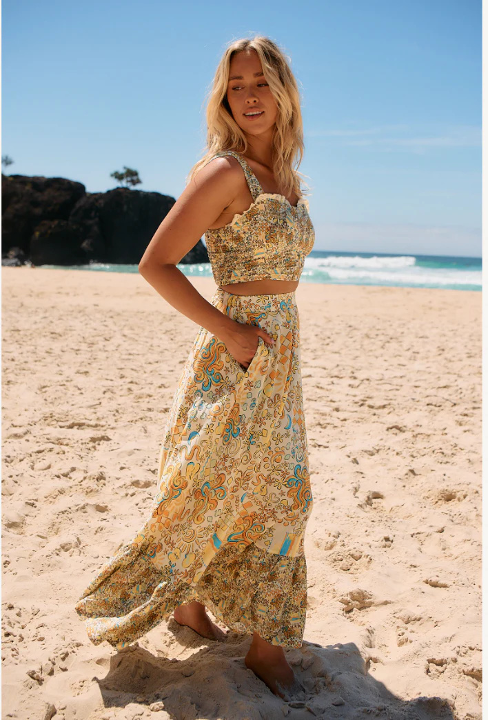 Jaase India Bustier Crop Top with Buttoned Bust Shirred Back - Sonnie - Image 6