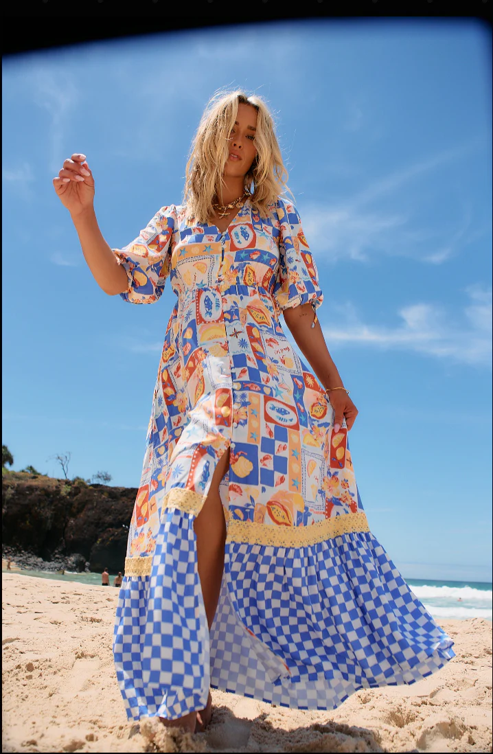 Jaase Molli Maxi Dress with Half Sleeve V Neck Pockets - Viva De Sol - Image 6