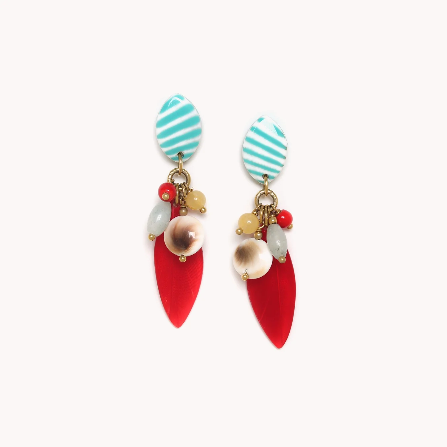 Nature Bijoux Euphoria Red Shell Post Earrings - Image 3