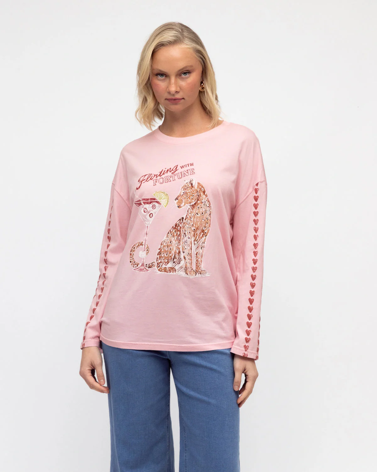 Paper Heart Flirting With Fortune Long Sleeved Vintage T-Shirt - Pink - Image 6